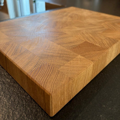 Eiche Stirnholz Schneidebrett Detailansicht Faserung