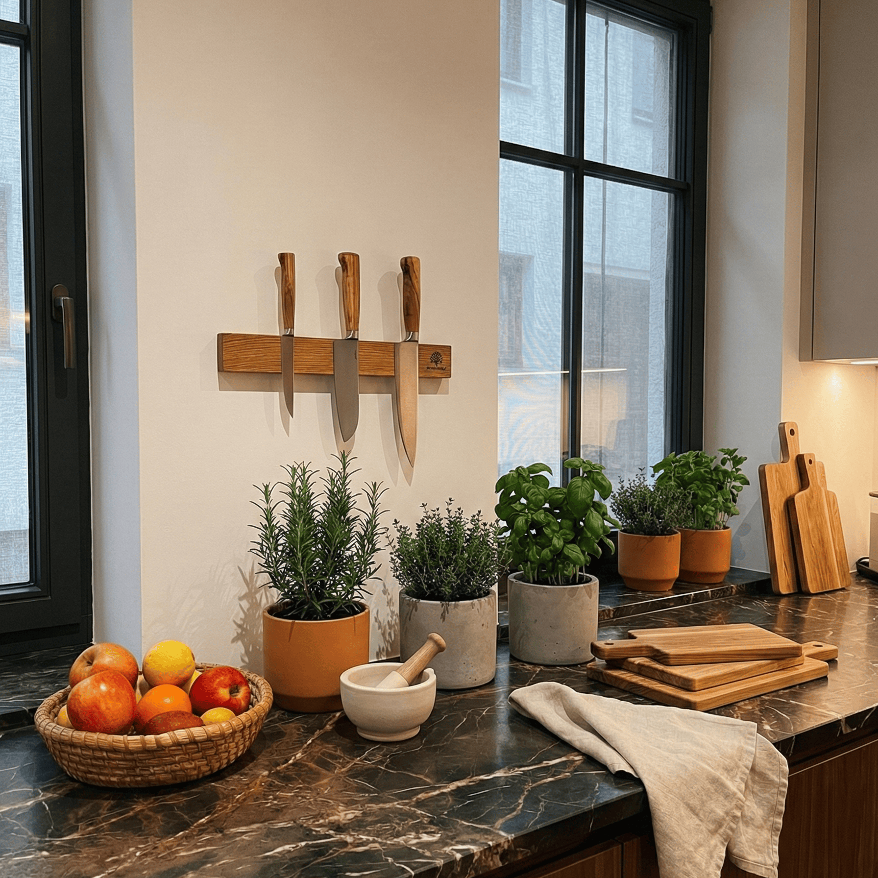 Messerleiste Eiche Magnetisch in Küche an Wand