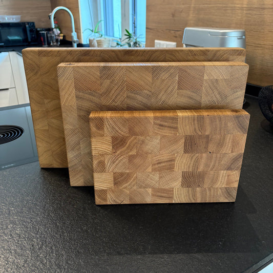 Schneidebrett Stirnholz Eiche in drei Varianten S, M und L