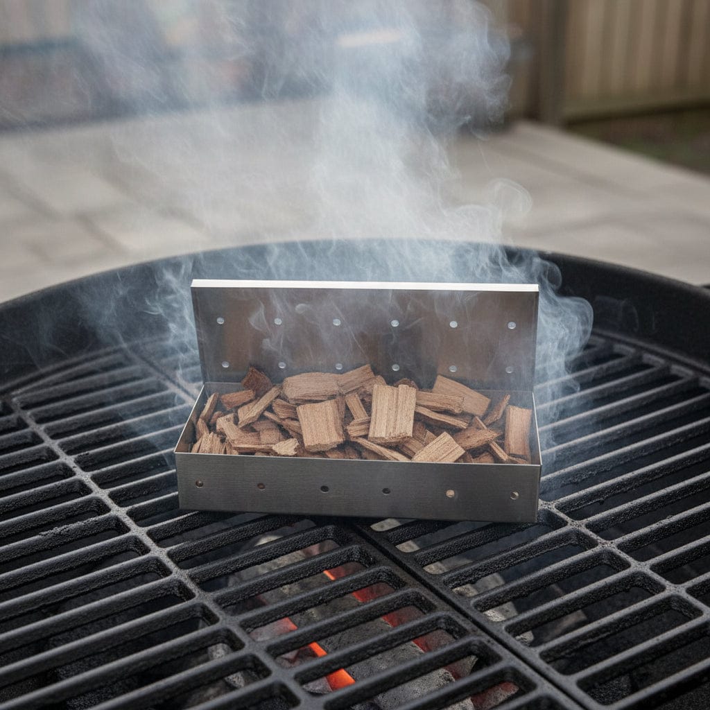 Smokerbox Räucherschnitzel Eiche auf Grill