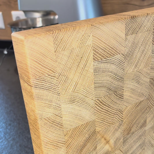 Stirnholz Schneidebrett Eiche Detailaufnahme